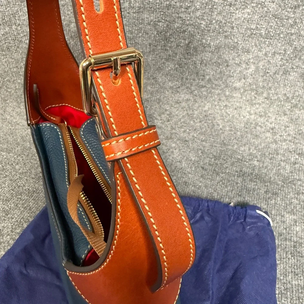 Dooney & Bourke Hobo Shoulder Bag Blue Pebble Leather Dustbag Inner Pockets